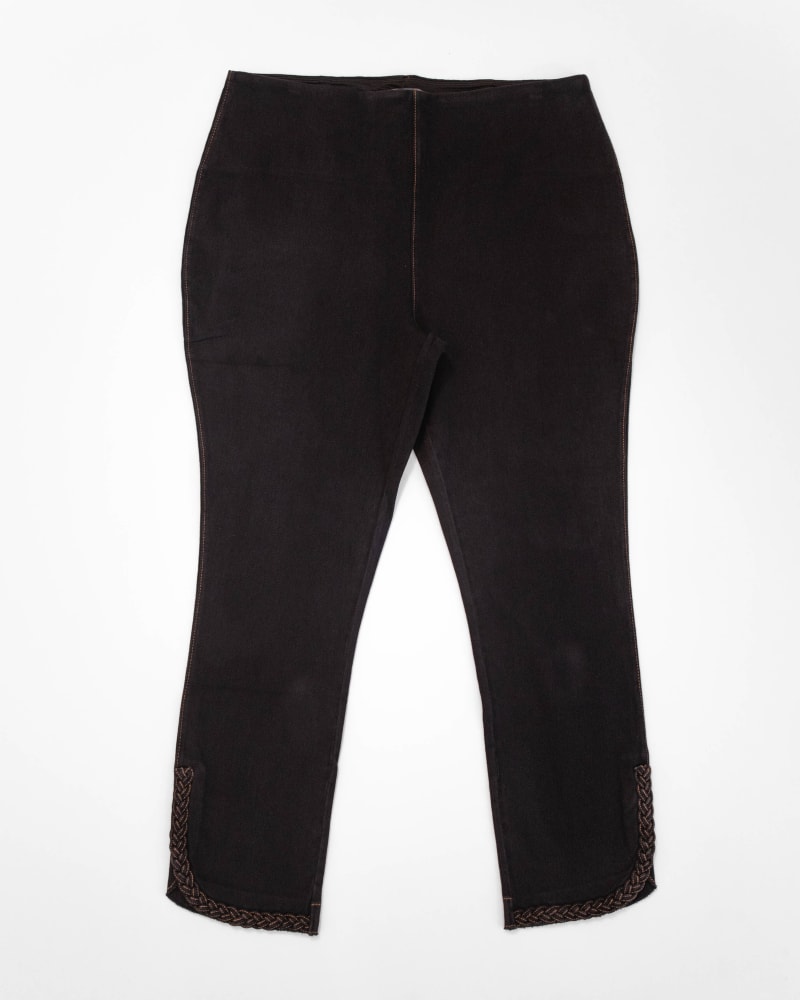 Front of a model wearing a size 2X Happy Hour Braided Crop in Midtown Black by Lysse. | dia_product_style_image_id:303150